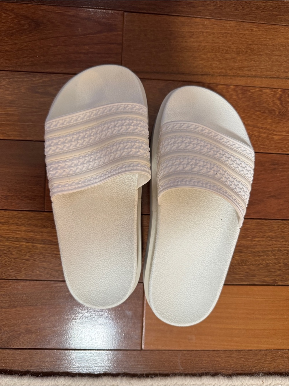 adidas White Braided Strap Slide Sandals